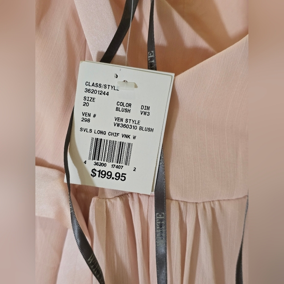 Vera Wang White Davids Bridal 20 Long Blush Dusty Rose Chiffon Dress Cross Back - Picture 9 of 15